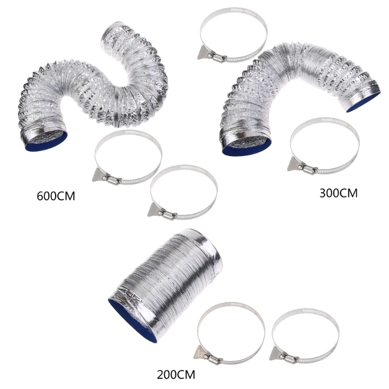 

E5BE 4''Aluminum Foil Hose Ducting Flexible 2/3/6 Meter Pipe Ventilation Double-layer