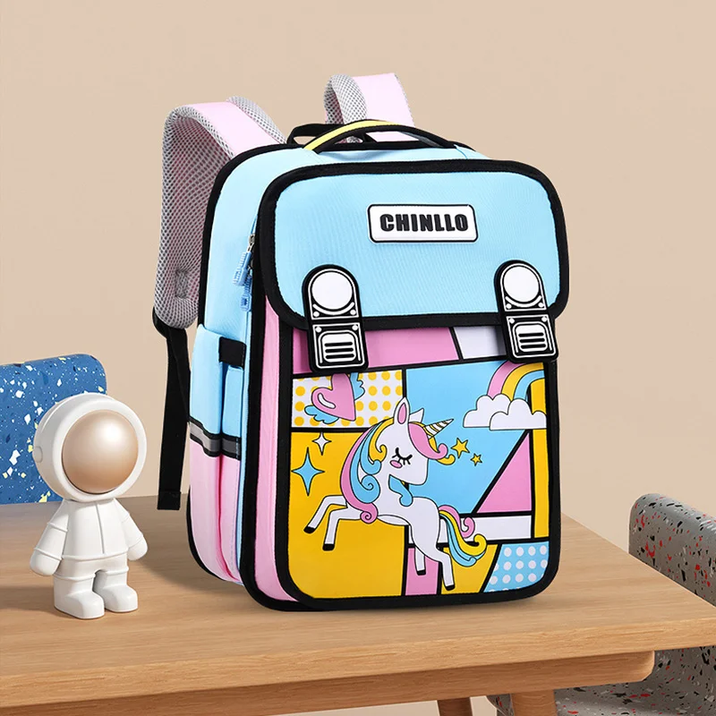 Two-Dimensional Animation School Bags For Girls Unicorn Backpacks Primary Students Spaceman Astronaut School Backpack Boys Pack