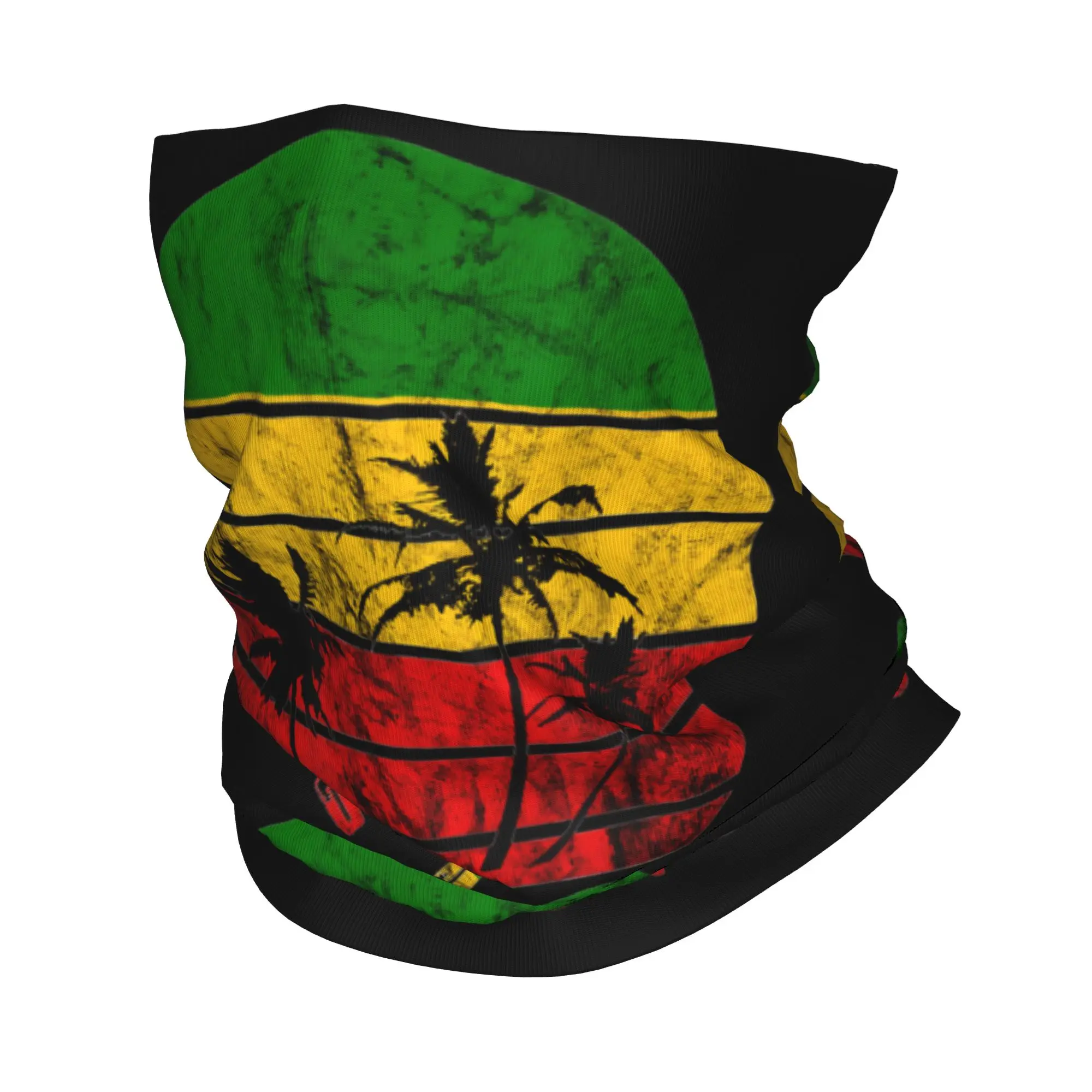 Rasta Reggae One Love Retro Vintage Sunset Jamaica Vacation Bandana Winter Neck Warmer Windproof Wrap Face Scarf Gaiter Headband