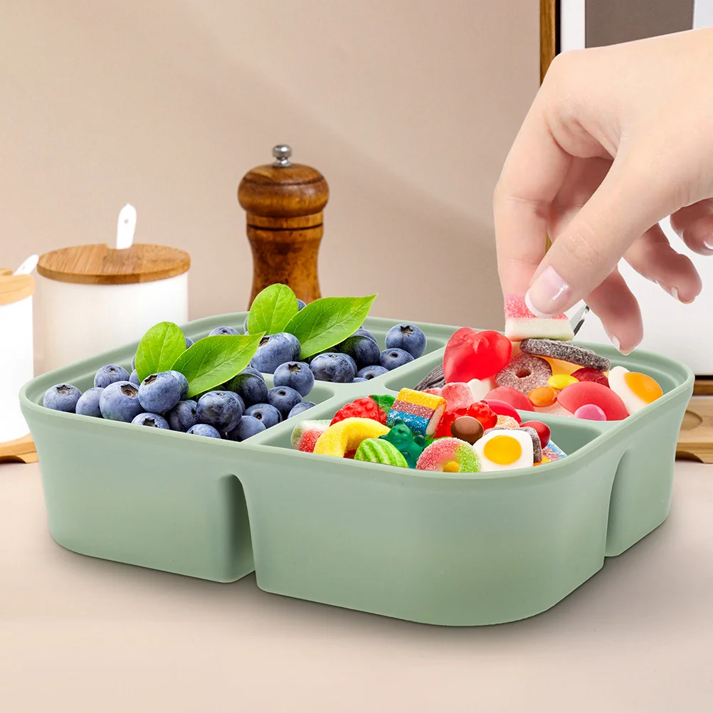 

2Pcs Silicone Food Containers 4-Compartment Airtight Box for Refrigerator Freezer Fruit Vegetable Storage Meal Prep Organizer