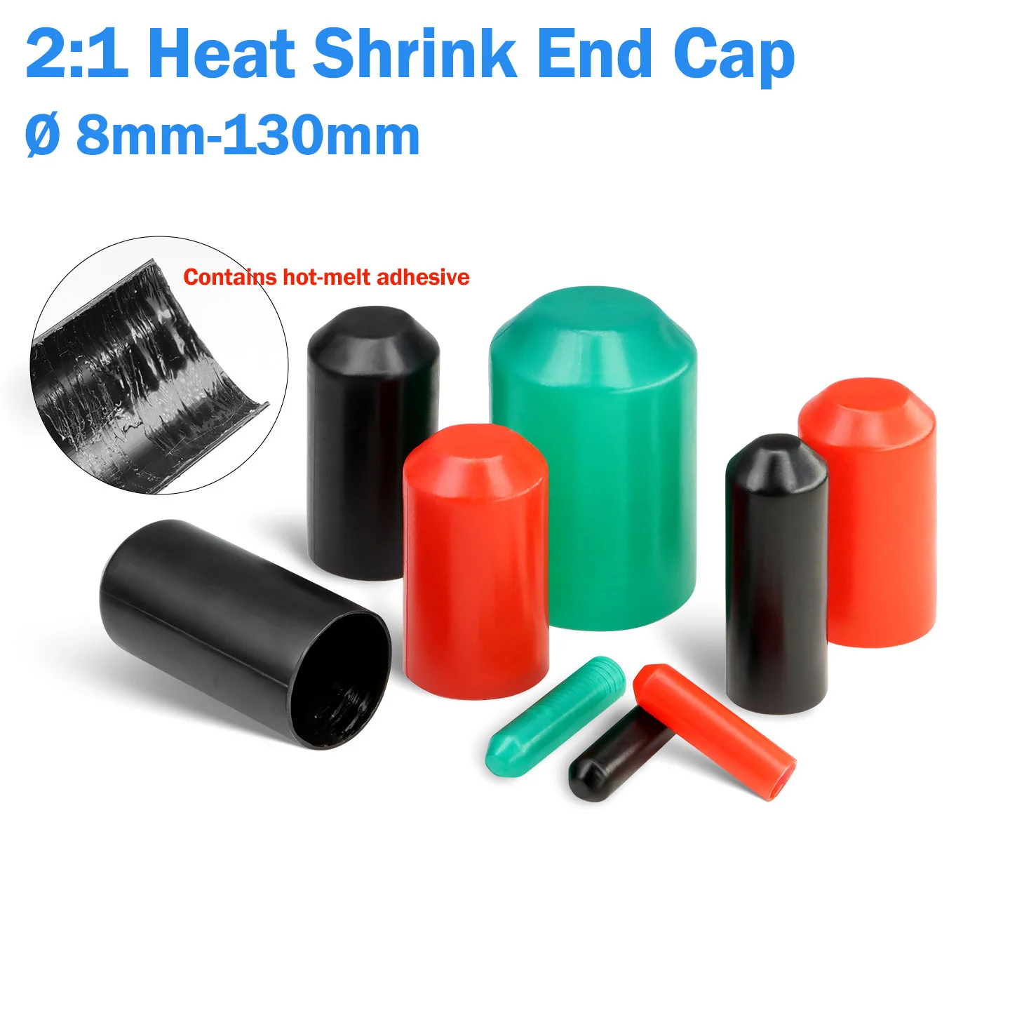 Ø 8mm-130mm Warm Shrink End Cap Adhesive Glue Lined Heat Shrink Cap Waterproof Protection For Cable End Power Cables Parts