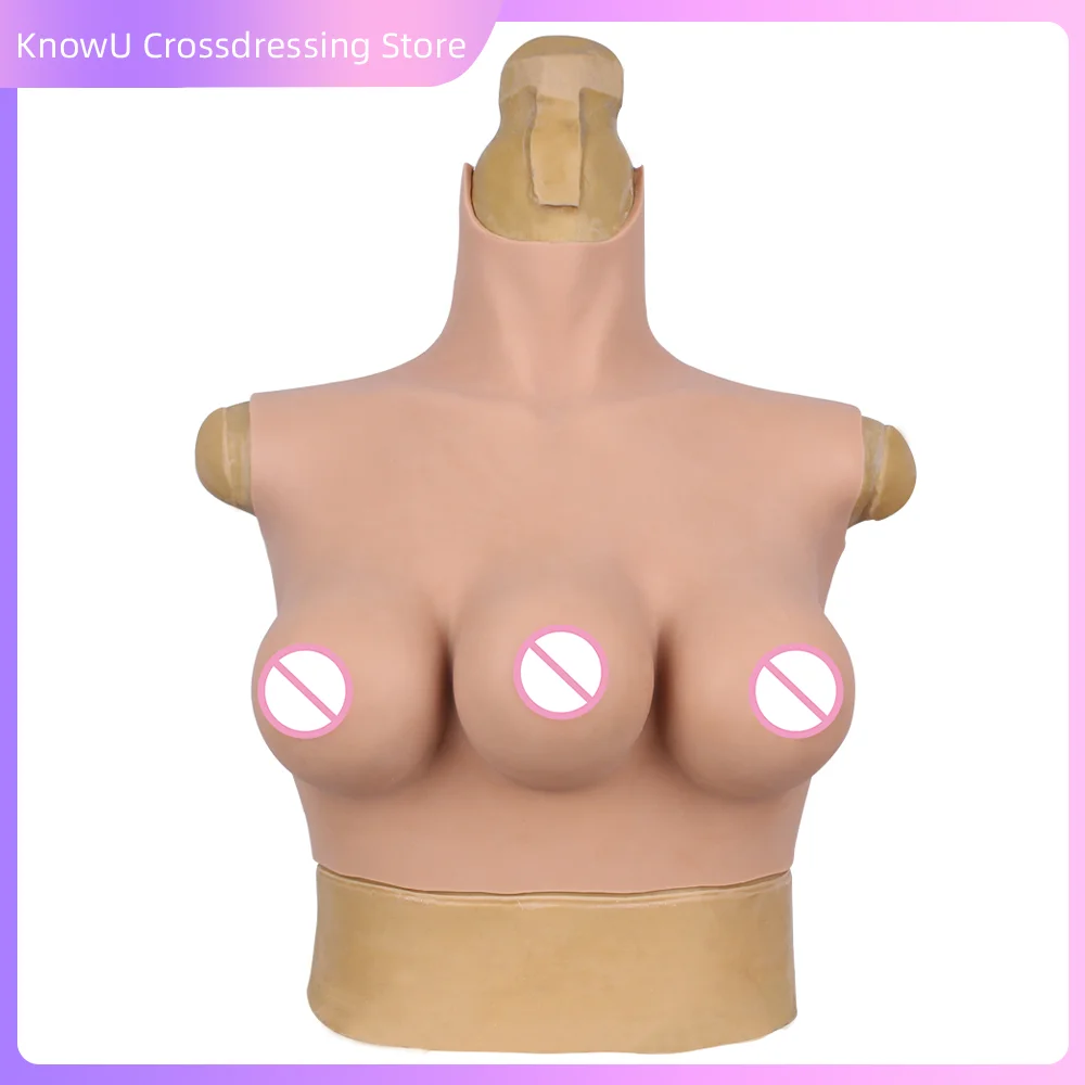 KnowU Realistic C Cup Three Tits Fake Breasts Artificial Three Boobs Cosplay Silicone Mold for Sissy Drag Queen Crossdresser