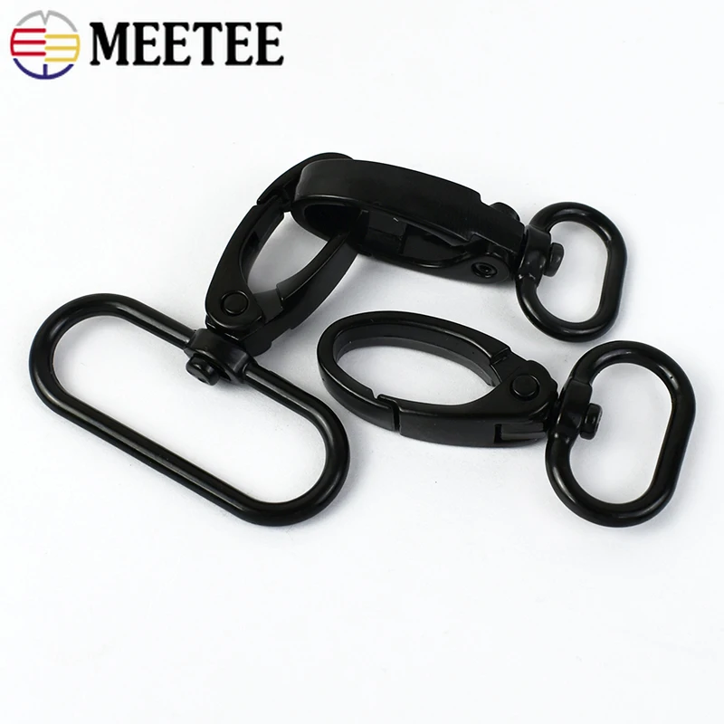 5Pcs Meetee 16-38mm Black Metal Swivel Lobster Clasps Buckle Trigger Clip Keyring Bag Belts Backpack Strap Hook Accessories