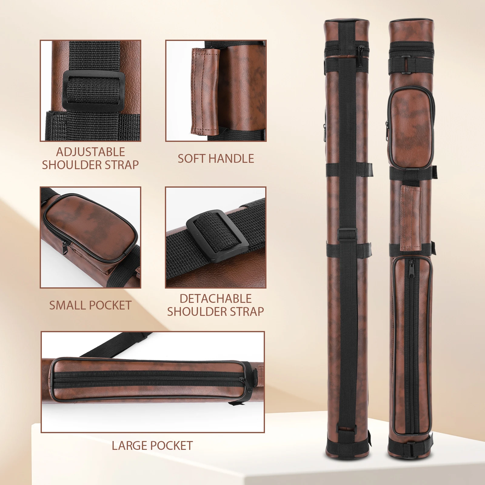 

Квадратный чехол для кия с четырьмя отверстиями, кожаный ящик для хранения бильярдного кия, сумка для кия, чехол для переноски бильярдных палок, аксессуары для бильярда