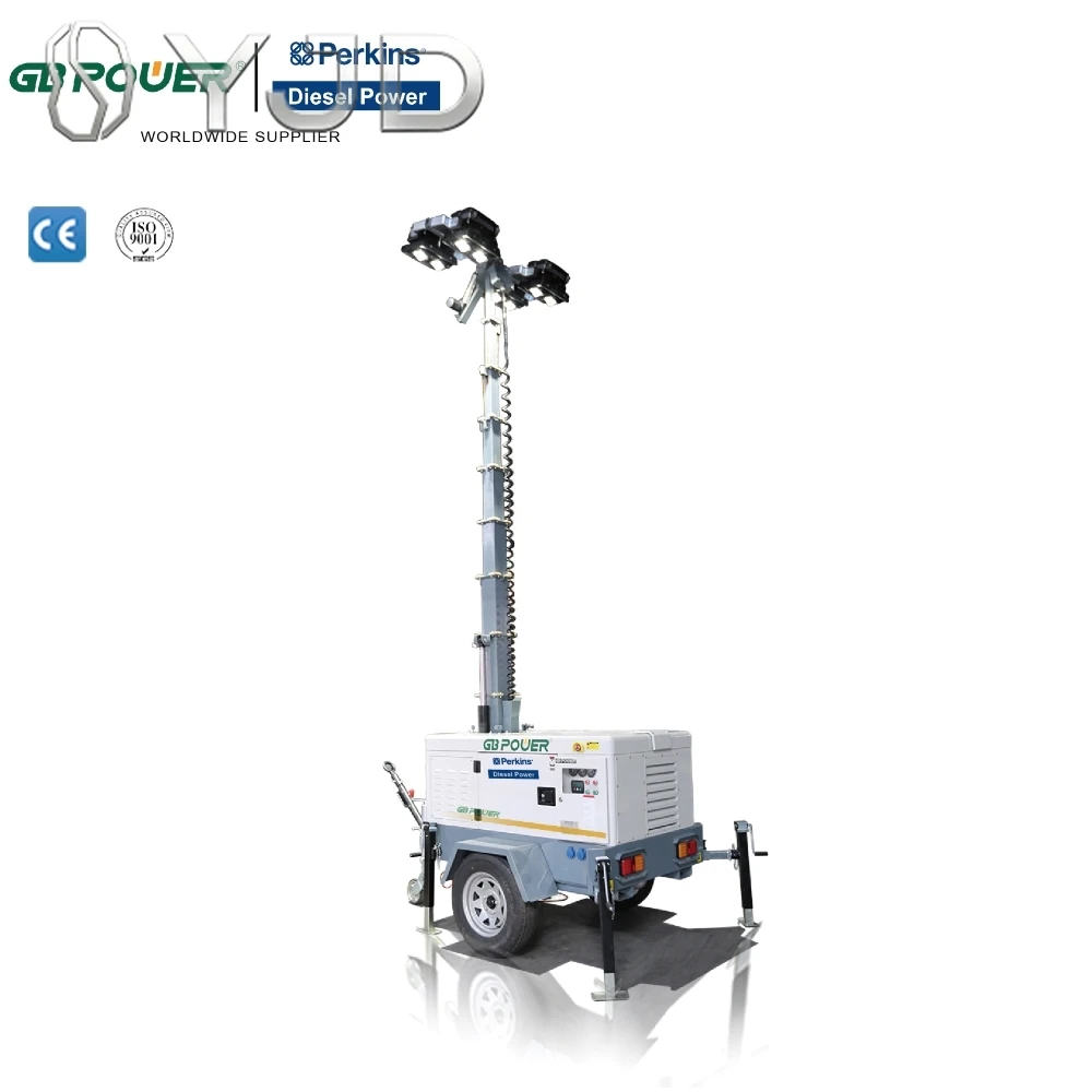 10kva LED Lighting Tower diesel Generator Set Outdoor Use With Pekins Diesel Engine