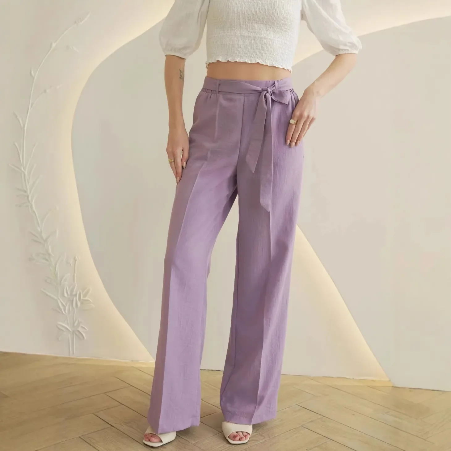 2026 new style foreign trade European and American fashion women's pants with slant pockets and waist belt design