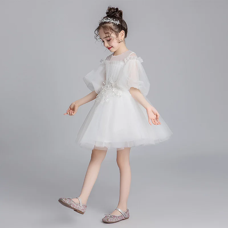 Girls' Evening Dress Princess Dress Puffy Tulle Little Girl Flower Girl Wedding Dress Children's Performance Costume Fashionable