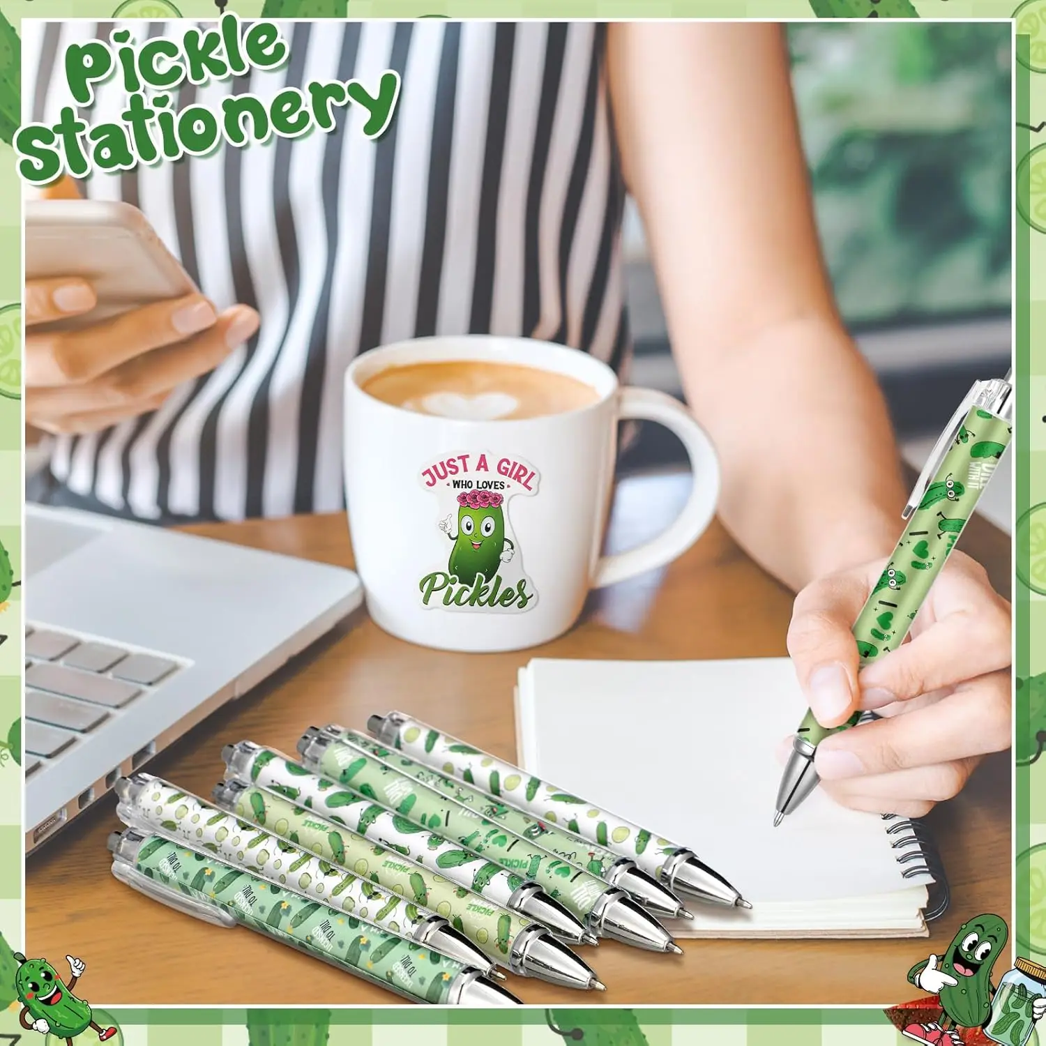 8/16 Stück Kugelschreiber mit lustigem Gurkenmuster für Gurkenliebhaber, Lehrer, Studenten, Abschlussfeier, Festivalgeschenk für Büro und Zuhause – Detail 5