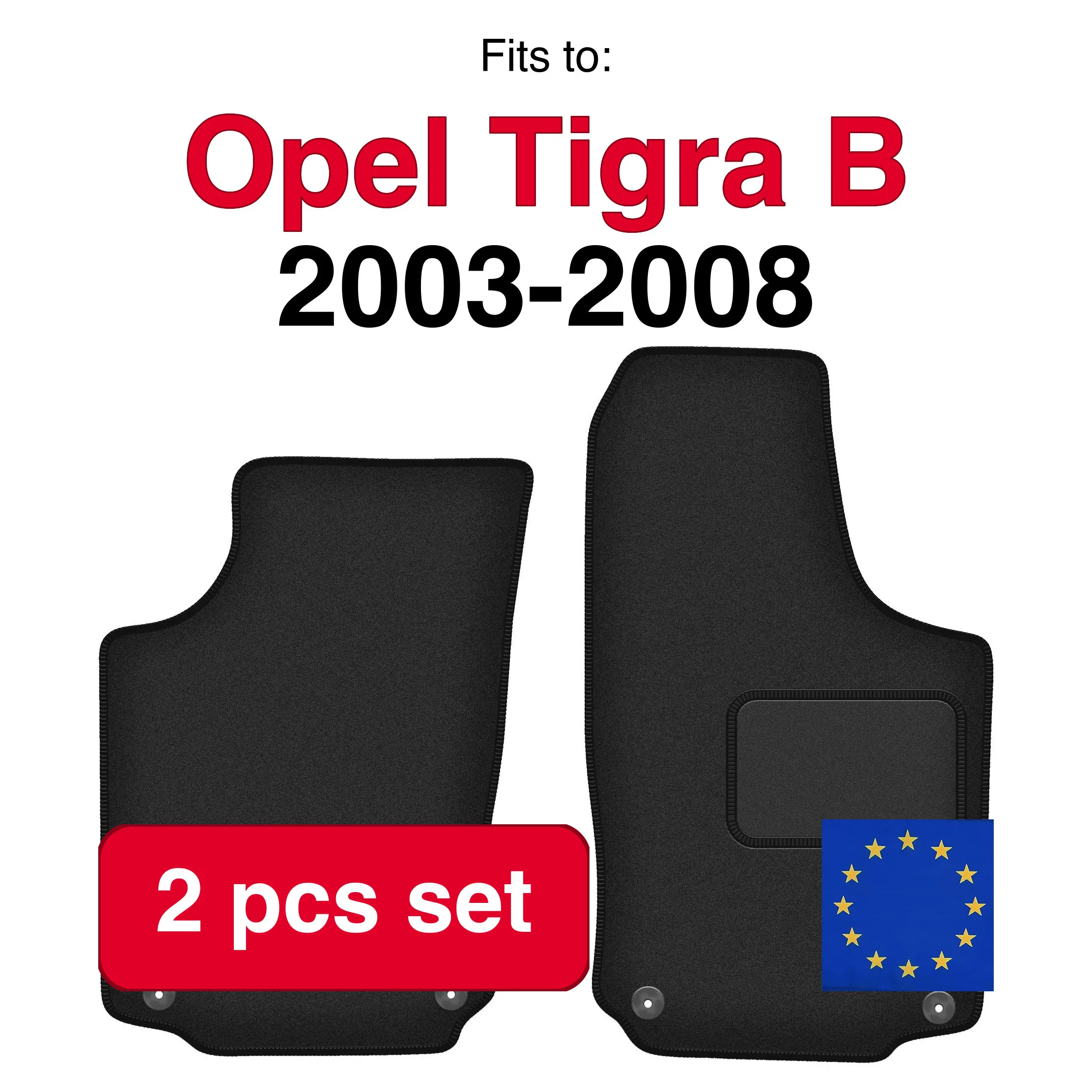 Auto velour matten voor Opel Tigra B TwinTop, cabriolet (2003-2008) - Zwart (2 stuks) in de auto passende automattenset