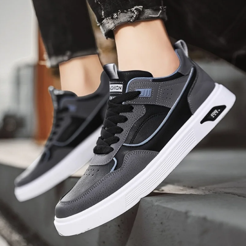 

Men's Work Shoes Leather Surface Sporty Casual Style Fall 2025 New Waterproof Trendy Sneakers round Toe Breathable Zipper Clo...
