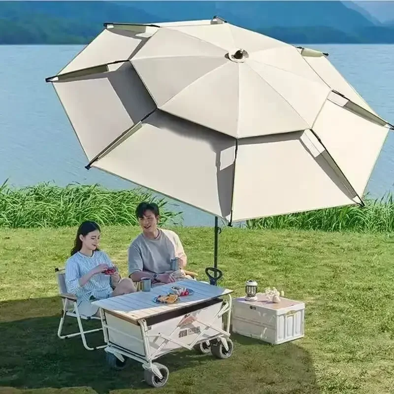

2026 Wind-Resistant Retractable Waterproof Parasol Beach Umbrella for Garden Fishing Use