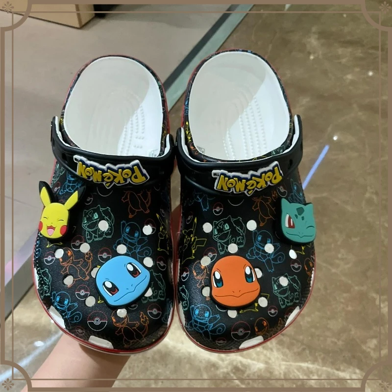 2026-new-pokemoned-hole-sandals-pikachu-squirtle-charmander-slippers-sandals-kawaii-anime-home-beach-shoes-summer-slippers
