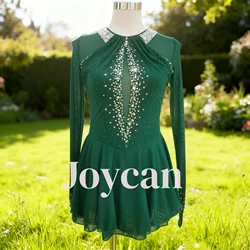 JoyCan Ice Figure Skating Dress Girls Green Spandex Stretchy Mesh Competition Dance Wear Customized JC240