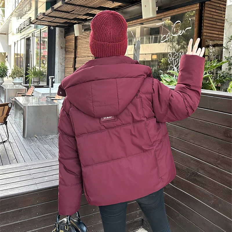 2025 Fashion Winter Women's Cotton-padded Jacket Hooded Parkas Short Coat Student Thick Warm Outerwear Streetwear Loose Jackets