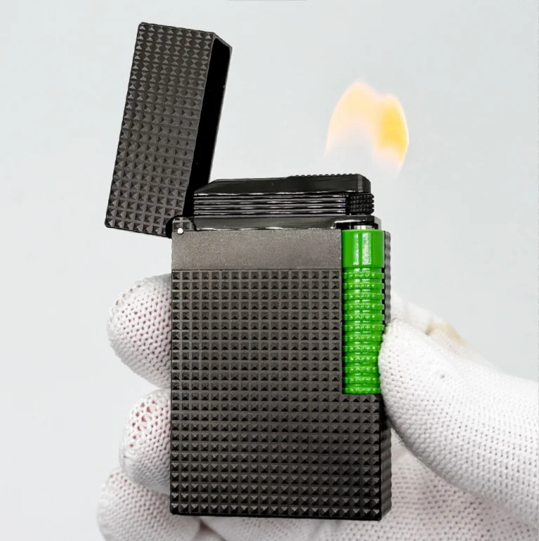 Premium Side‑Trigger Butane Lighter, Dual‑Mode Soft & Jet Flame, Reusable Butane Cigar Lighter, Distinct Snap Sound