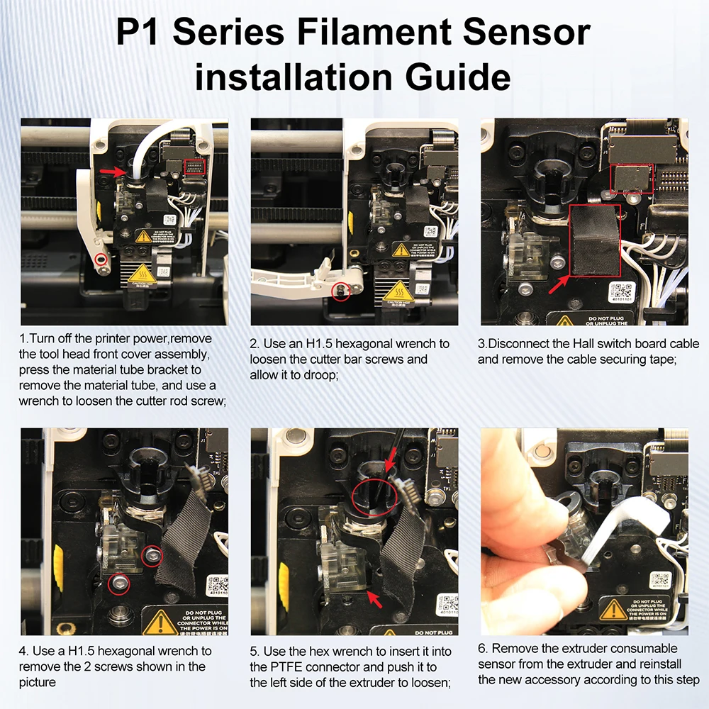 Hall-Schalter-Platinenbaugruppe für Bambu Lab P1P P1S Extruder Filamentsensor Ersatzteile für Bambulab P1 Serie 3D-Drucker – Detail 9