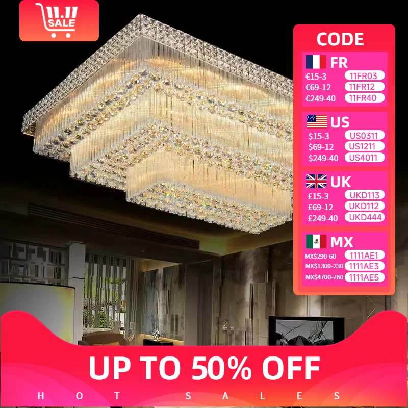

Manufacturers Wholesale Chandelier Lamp Suspend Lobby Gold Hanging Rectangular Living Room Bedroom Restaurant LED Ceiling Lights