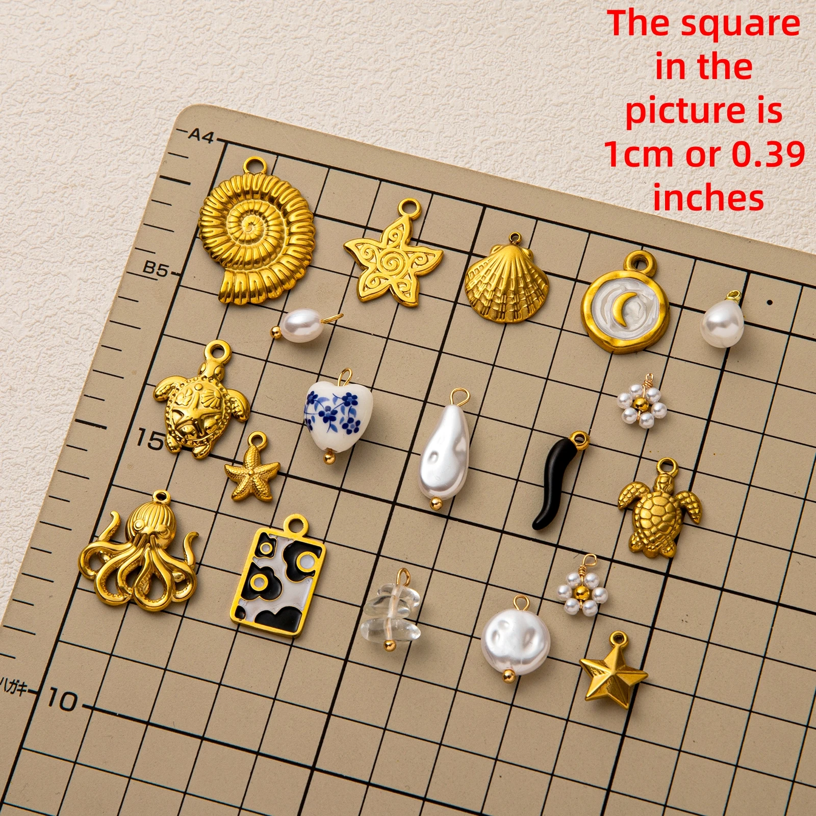 

Fashion Ocean Series Popular Shell Sea Star Octopus Sea Turtle Chili Pearl DIY Pendant charms for jewelry