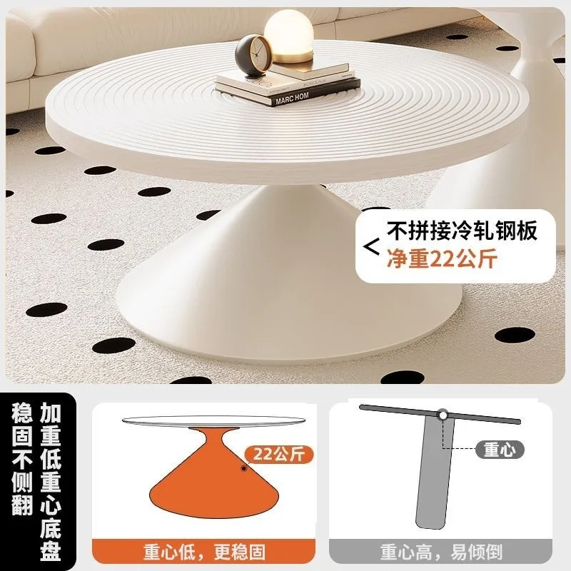 Round coffee table living room household 2026 new minimalist medieval carbon steel small coffee table