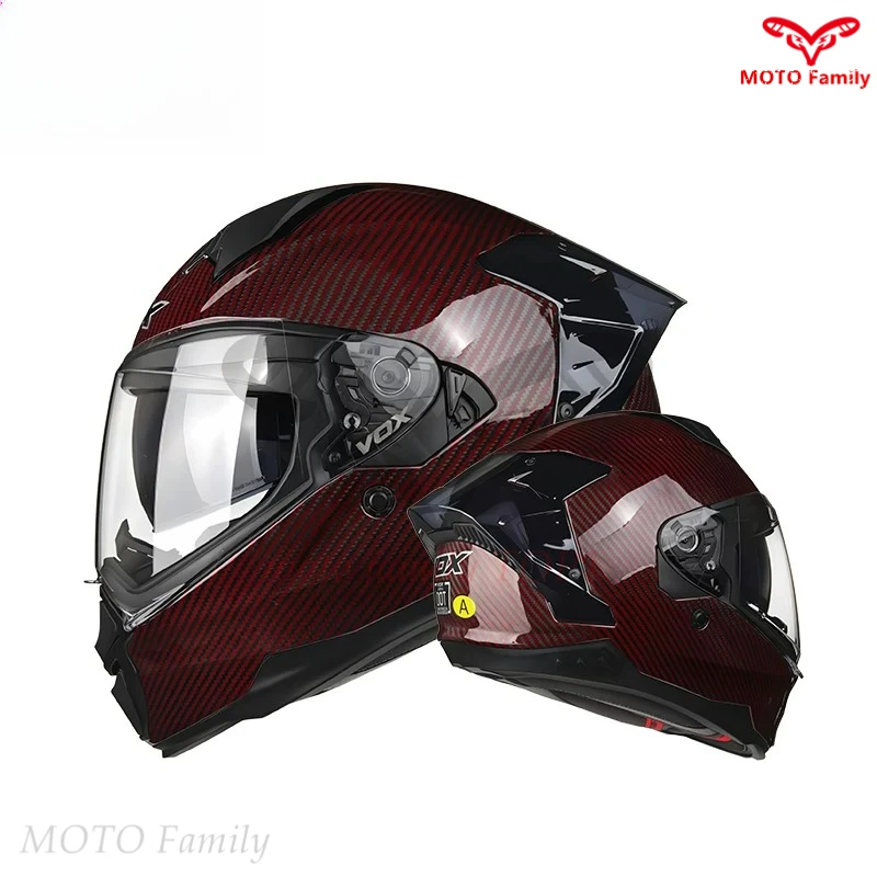 F605 Explorer Ultra Light Carbon Fiber Composite Shell Large Vision Double Mirror Defense Helmet 3k 12k Carbon Fiber Full Helmet