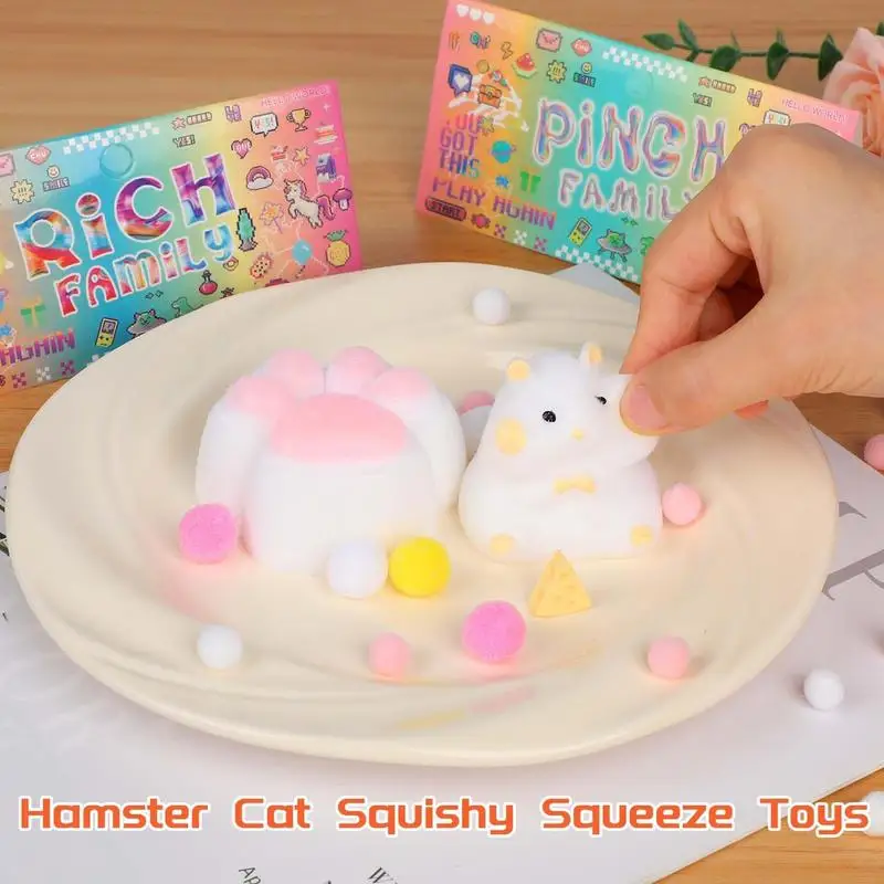 Hamster-Quetschspielzeug für Kinder, Zappelspielzeug mit Käse, süßes Hamster-Spielzeug, Hamster-Kneifspielzeug, matschiges Spielzeug, sensorisches Spielzeug für Kinder und Erwachsene