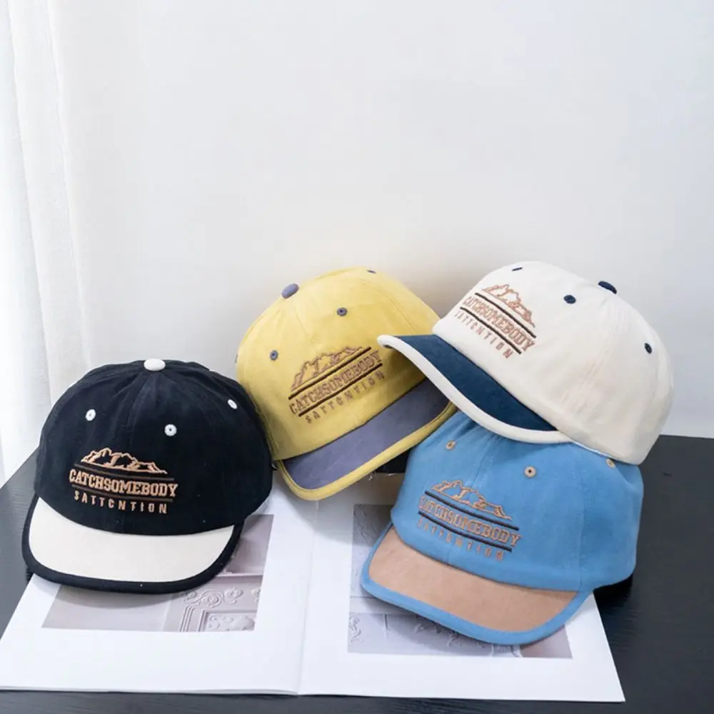 

Simple Korean Style Short Brim Baseball Hat Embroidery Casual Sunscreen Hat Soild Color Cotton Peaked Cap Girls