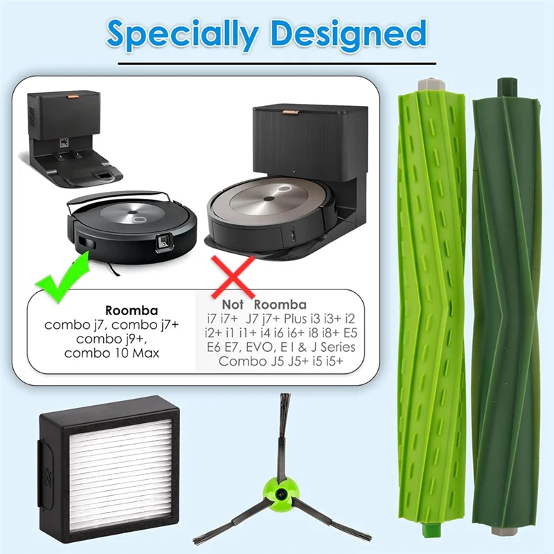 A21I-For Irobot Roomba Combo J7+/ Combo J9+/ Combo 10 Max Robot Vacuum Cleaner Main Side Brushes HEPA Filters Accessories Kit