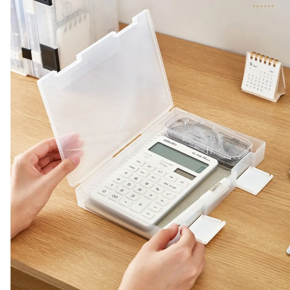 New Transparent A4 File Box Portable Dustproof Document Box Test Paper Classification Plastic A4 File Storage Box
