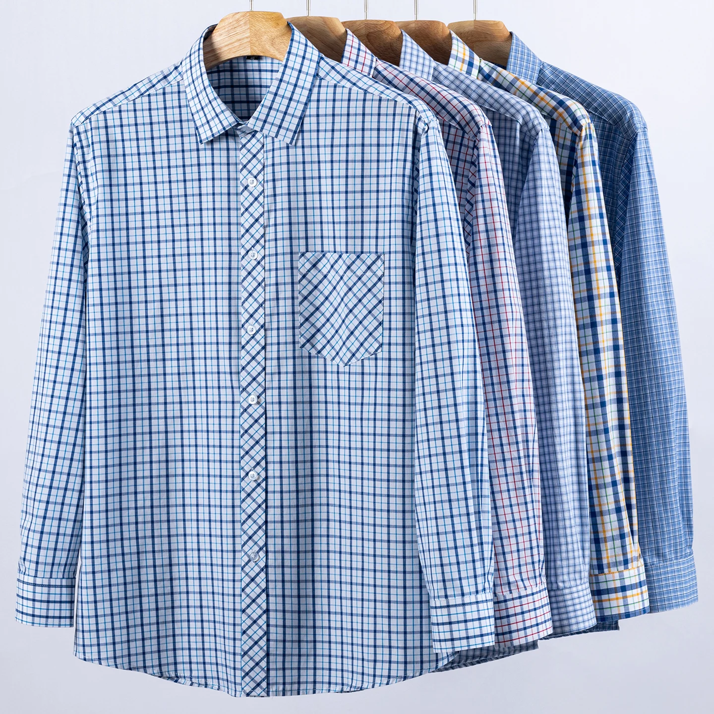 

100% Cotton Plaid Shirts For Men Long Sleeve Autumn Spring Soft Thin Casual Classic Regular Fit Trip Daily Social Man Clothing