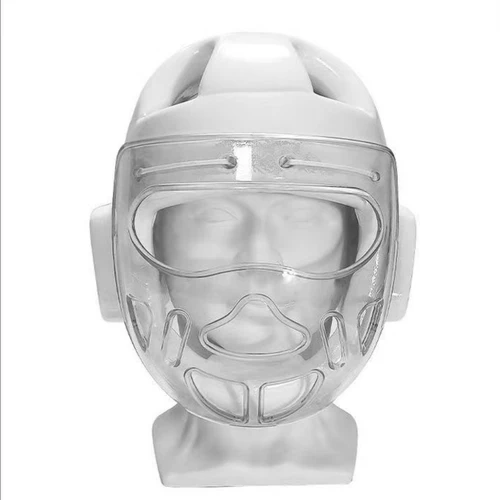 Imagen 2 del producto Casco de Karate blanco con máscara, casco de Taekwondo, azul y rojo para niños y adultos, protectores de artes marciales de Judo, protector deportivo, logotipo personalizado