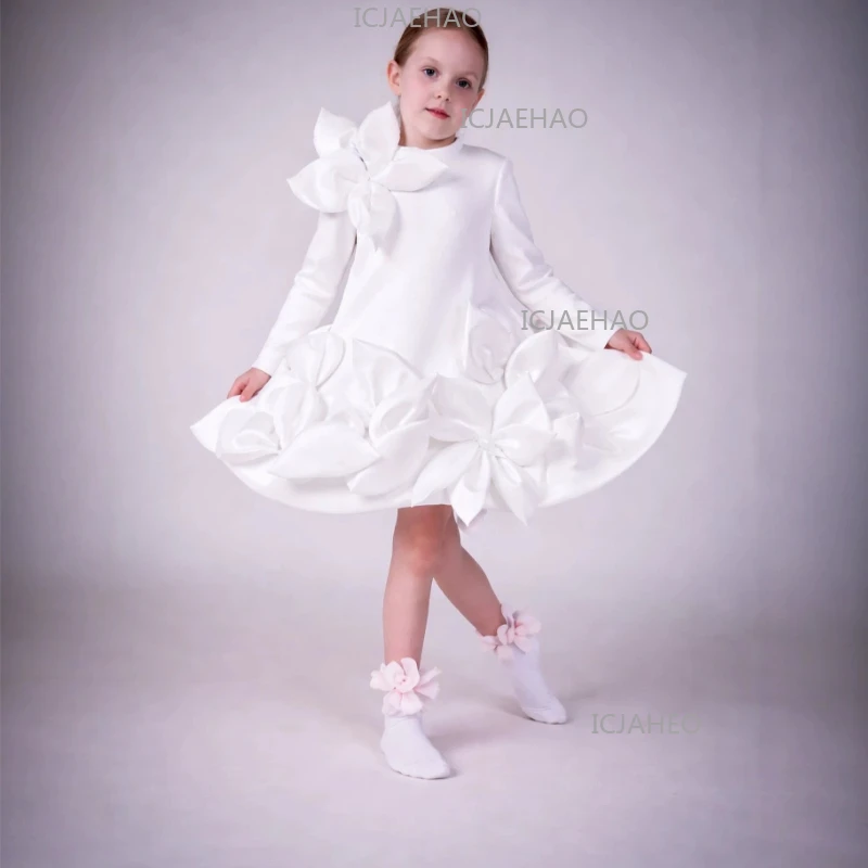 New Children Girls 3D Flower Princess Gown Dress  Elegant  Outfit Spring SummerCostume Kids Sweet Birthday Party Formal Pageant