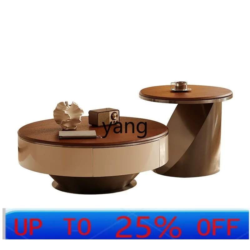 

LMM antique walnut peninsula round coffee table combination modern simple coffee table