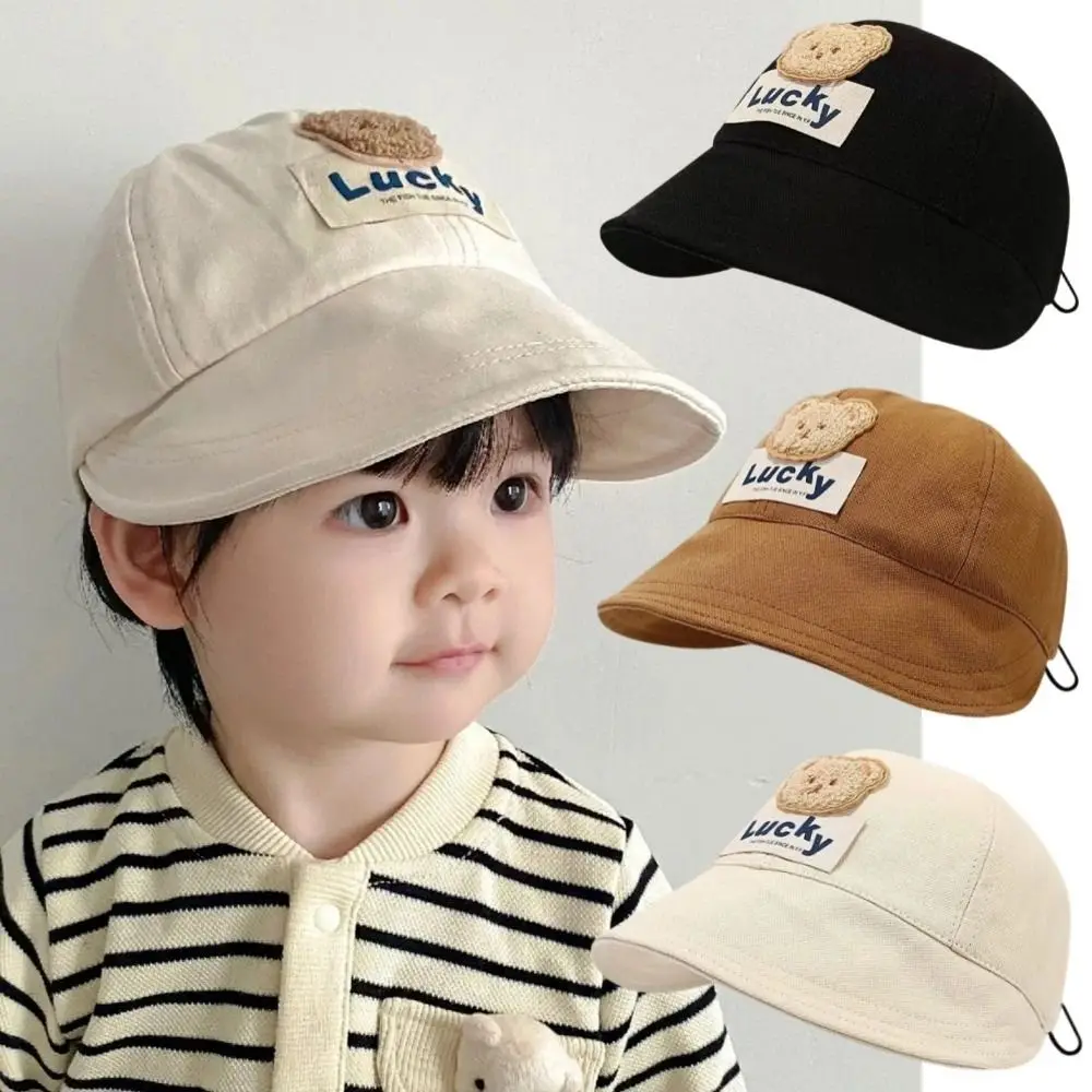 

New UV Protection Children's Sun Hat Adjustable Bear Pattern Beach Hats Thin Style Large Brim Bucket Hat