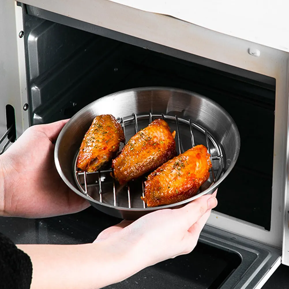 

304 Stainless Steel Baking Pan 12cm Draining Grill Plate Cooling Rack BBQ Accessories Kitchen Tool