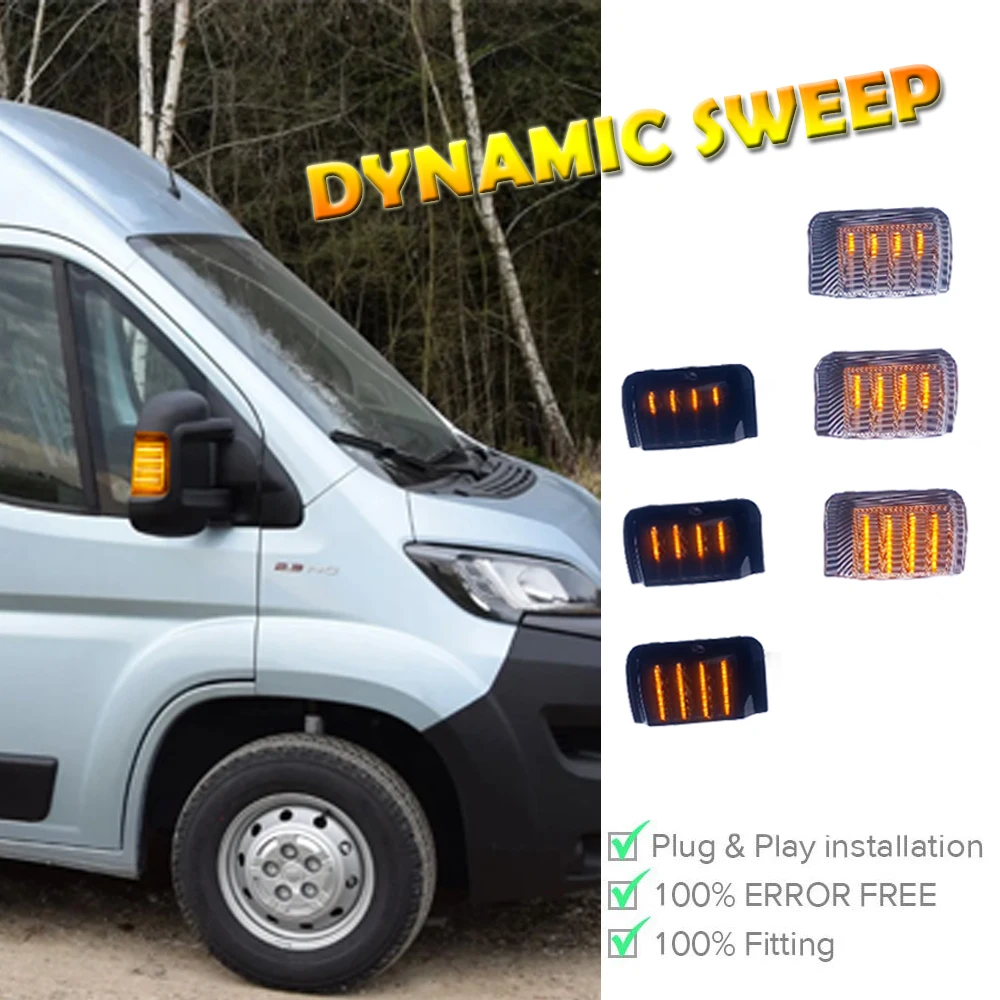 LED Dynamic Amber Side Mirror Turn Signal Lights for Fiat Ducato Citroen Jumper Relay Peugeot Boxer RAM Promaster Car Styling