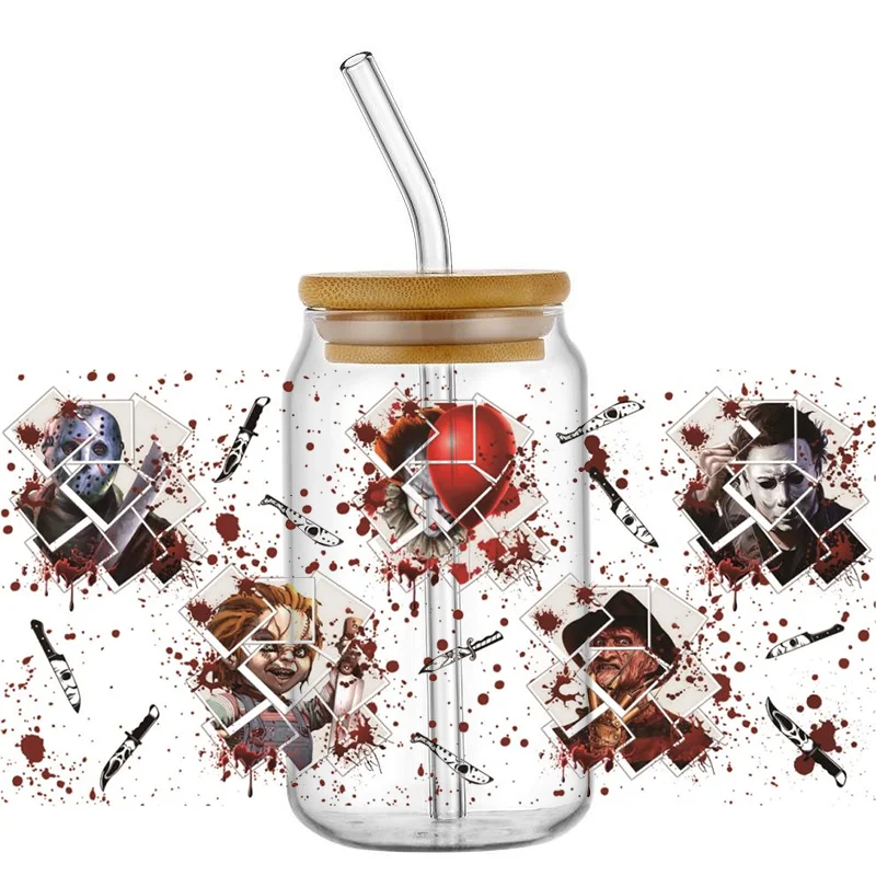 Mininstants-Autocollant étanche de la série The Killer pour lunettes étiez bey 16oz, étiquette de transfert ronde pour tasse UV DTF, bricolage