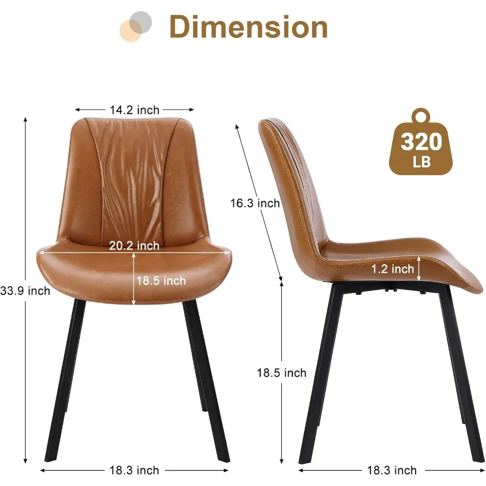 Upholstered Dining Chairs Set of 4, Modern Kitchen & Dining Room Chairs, Faux Leather, Sturdy Metal Legs, for Living Room