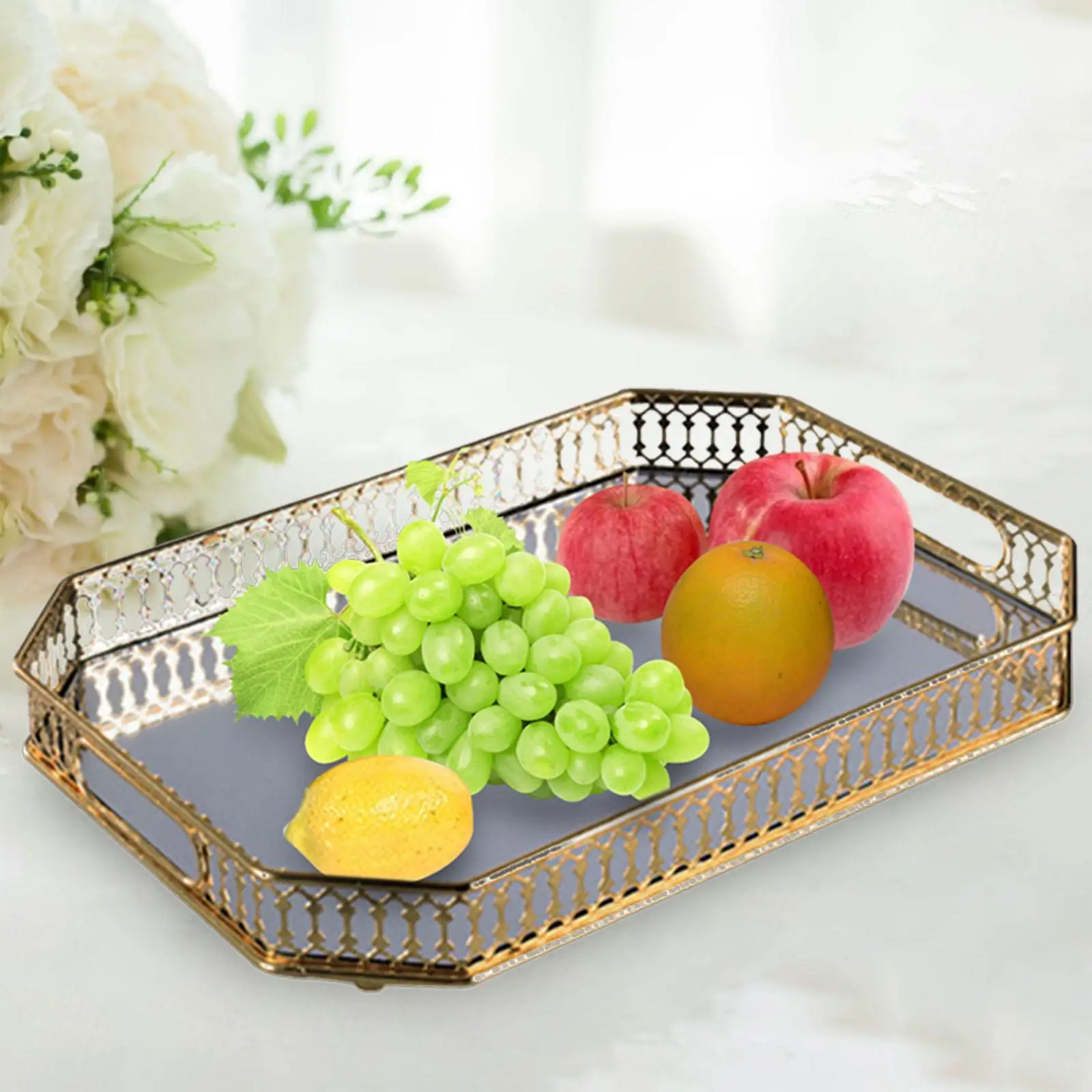 Mirror Serving Tray Serving Plate Table European for Candy Earring Dessert