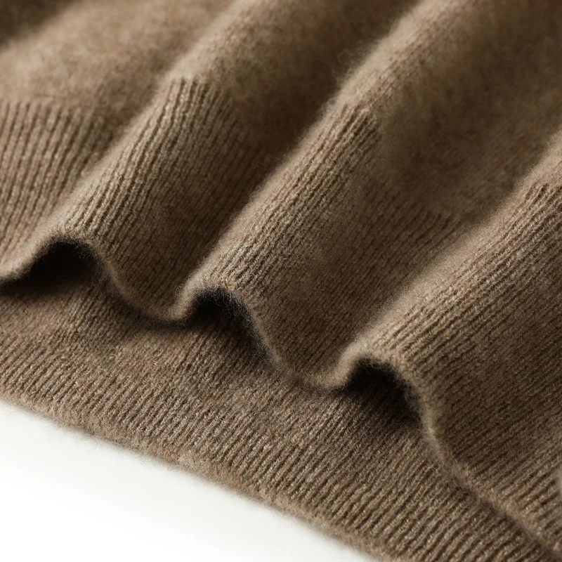 Men's 100% Pure Goat Cashmere Half Zip Pullover Sweater Long Sleeve Stand Collar Knitted Top for Autumn Winter Luxury Fashion