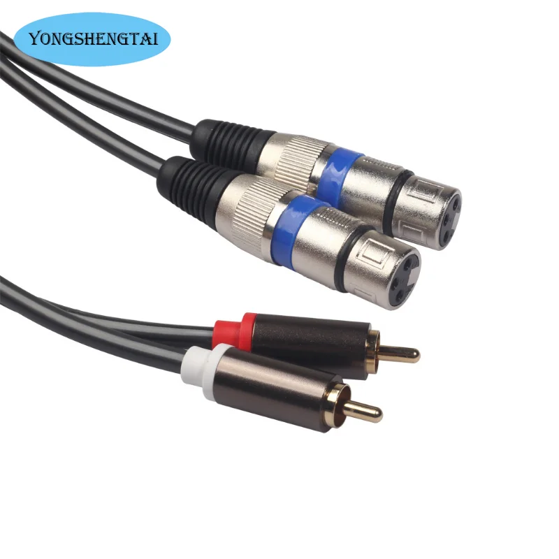 Cabezal chapado en oro doble Lotus macho RCA a XLR hembra, mezclador, reproductor de disco, Cable de Audio de 1,5 m