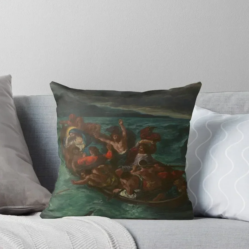 

Christ Asleep During the Tempest Eugène Delacroix 1853 Gospel Biblical Art Throw Pillow luxury covers pillow