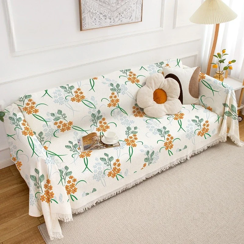 Floral Sofa Cover Dustproof Breathable One Piece Universal Couch Blanket Full Cover Durable All Season Home Decor
