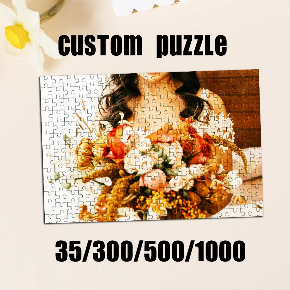 35/300pcs  girl family Custom Photo Personalised Decompression Puzzles Customizable Poster For Children Toy Love Gift