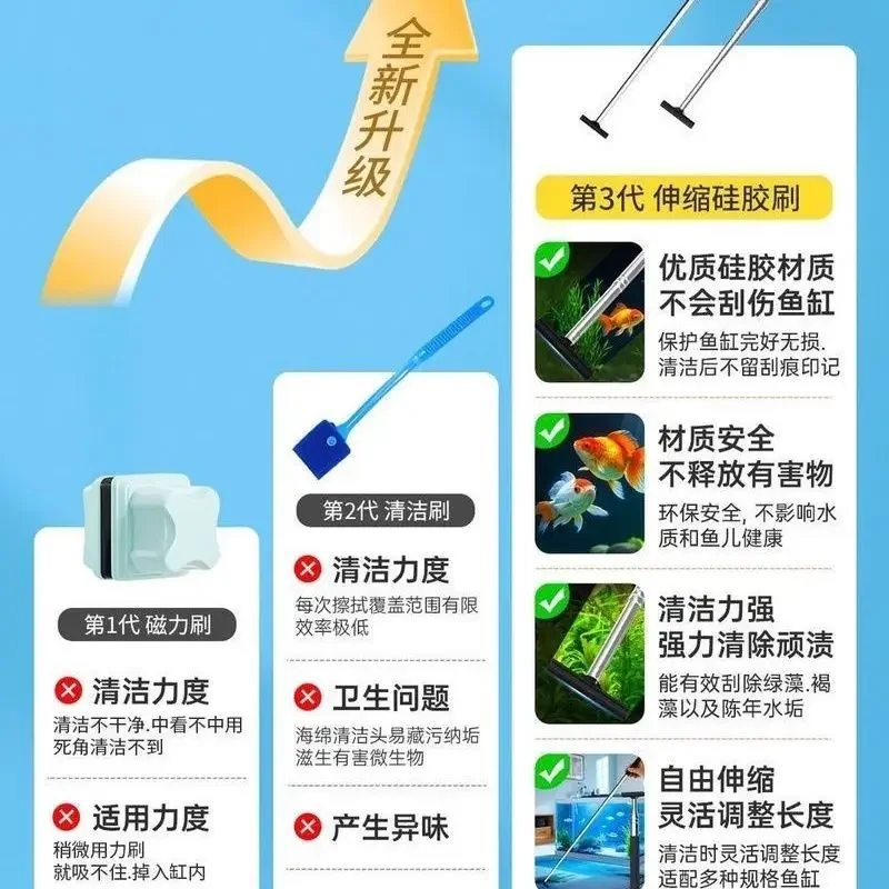 Telescopic Long Handle Aquarium Algae Scraper, Fish Tank Algae Removal Knife, Special Cleaning Tool for Aquarium Tank