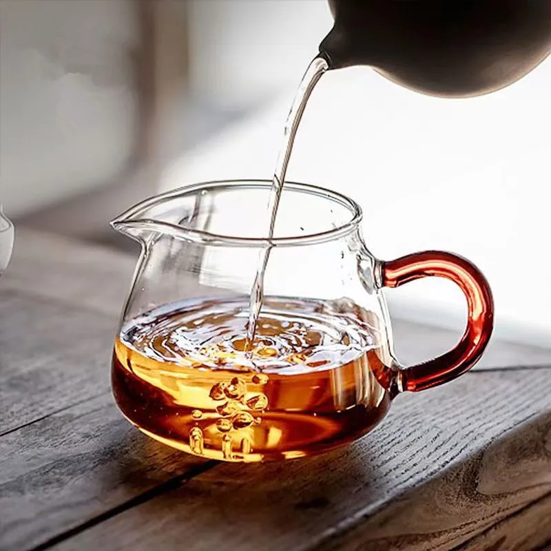 Taza de cristal resistente al calor de 200ml, vertedor doméstico, olla para crema, café, té, dispensador de vidrio, accesorio para juego de té Chahai Kungfu
