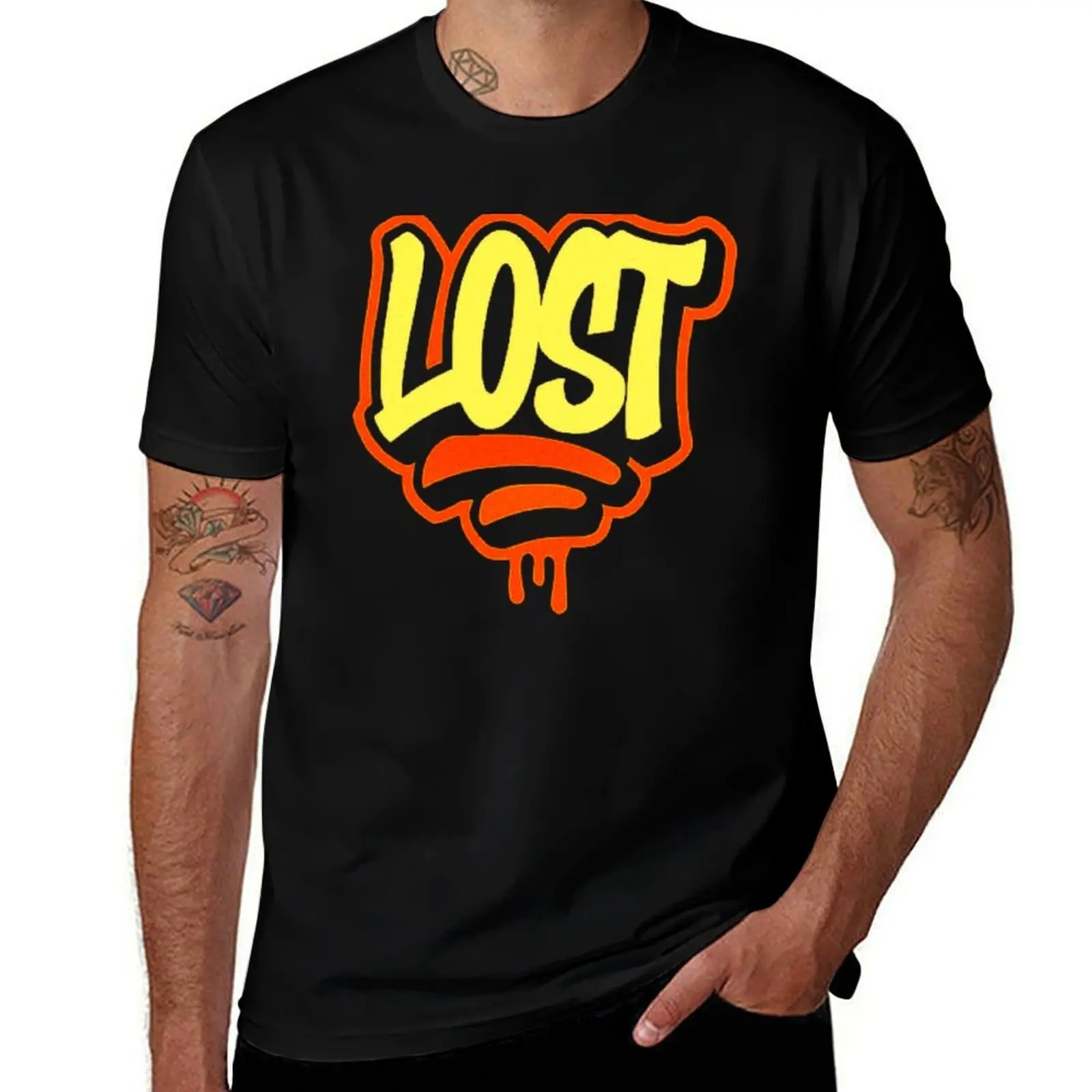 

Lost quote graffiti saying T-Shirt baggy shirts vintage plus size clothes basketball graphic tees mens clothing