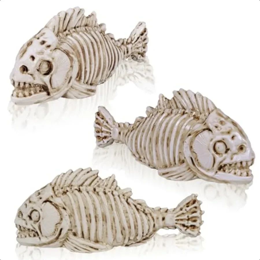 

3 шт. фигурки скелетов рыбы, смоляные кости рыбы, пластиковые кости черепа животных для украшения Хэллоуина, реквизит для фотосессии