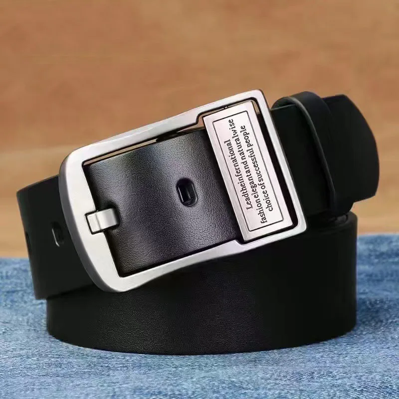 Cintura da uomo in pelle moda lega di metallo fibbia ad ardiglione marchio di lusso per adulti jeans business casual cinturino in vita maschile marca