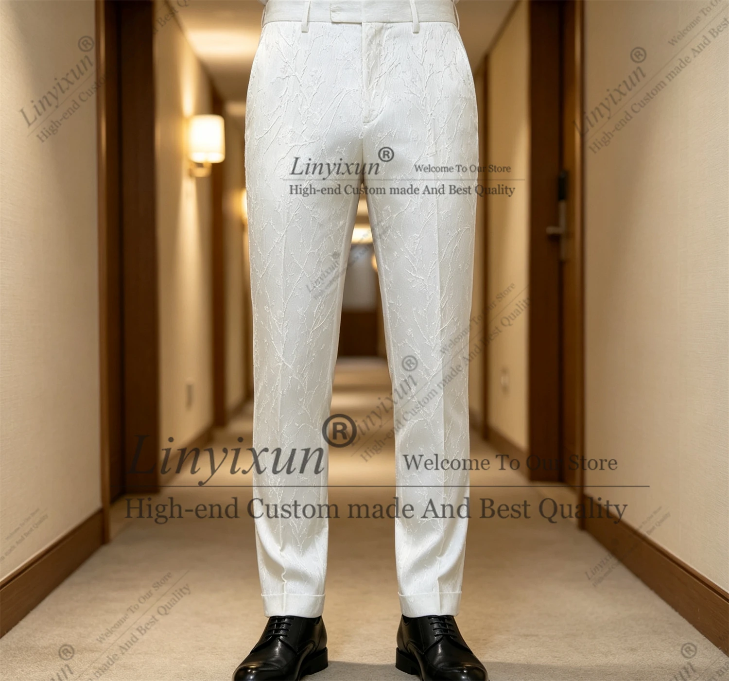 Autumn and Winter Jacquard Suit Plaid Pants Mens Clothing Office Formal Trousers for Male Thin Koreas Style Regular Customizefd