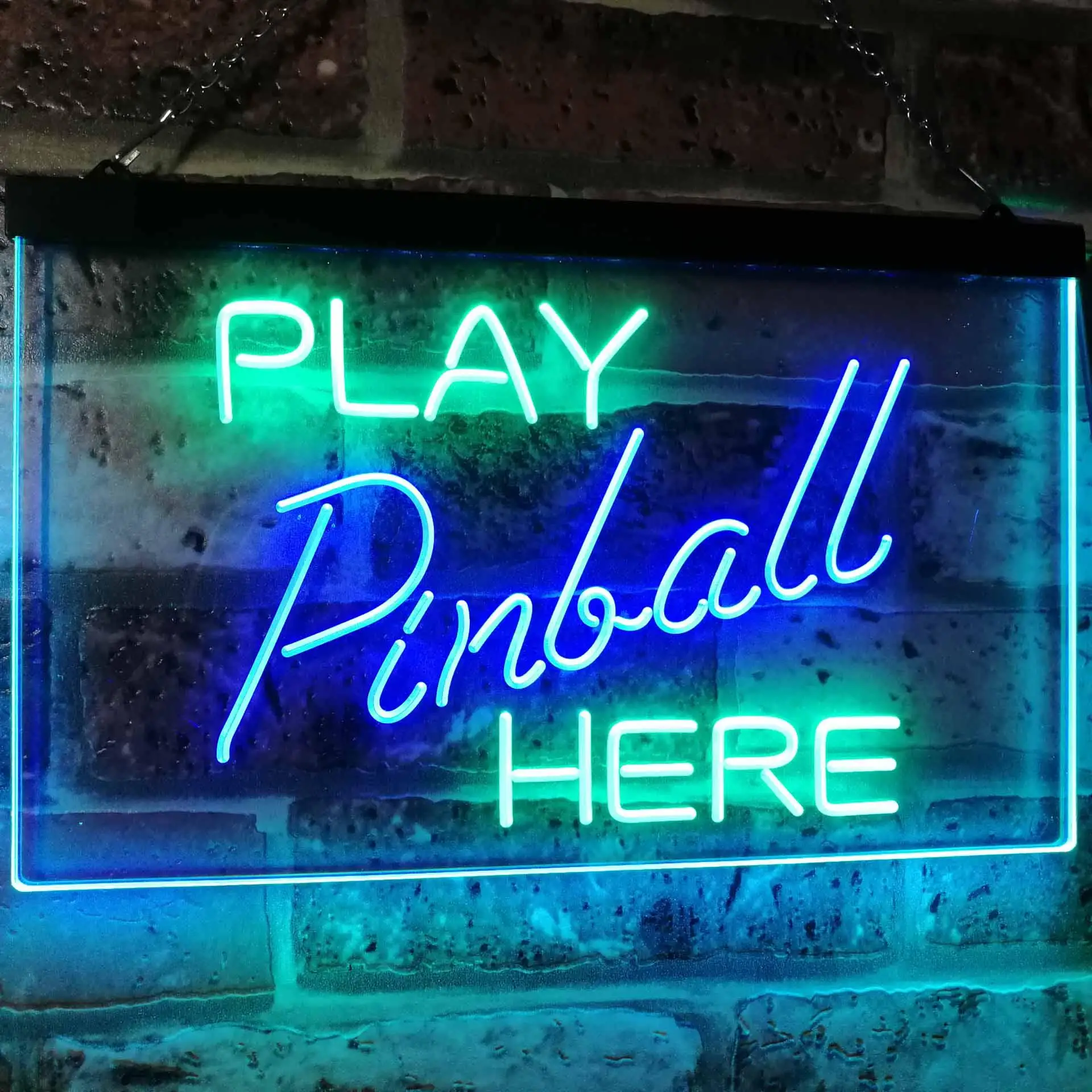 Play Pinball Here Game Room Dual Color Led Neon Sign st6-i2619